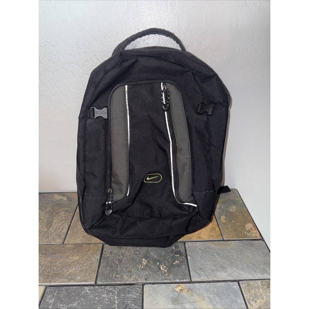 Nike Vintage Center Swoosh Y2K Backpack 90s Black Yellow Embroidered VTG